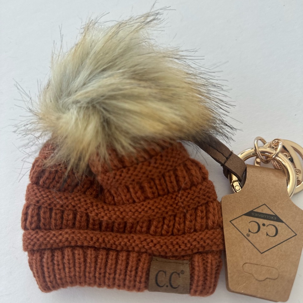 C.C Rust Knit Pom-Pom Keychain